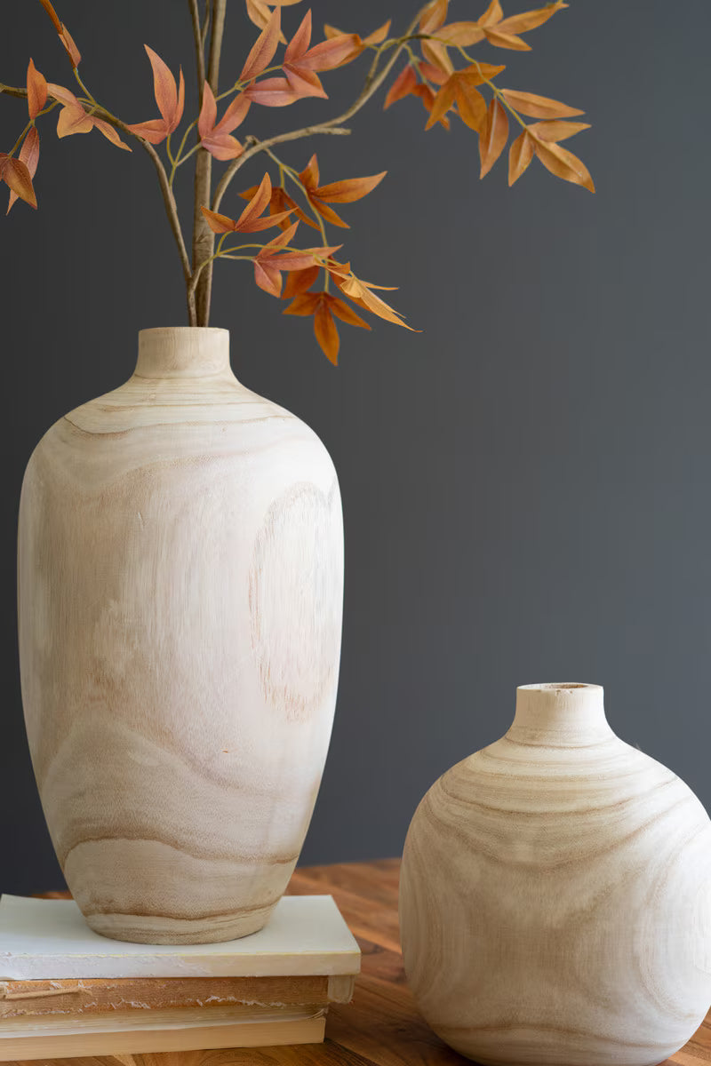 Set of 5 Turned Wood Bulb Vases