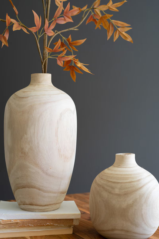 Set of 5 Turned Wood Bulb Vases