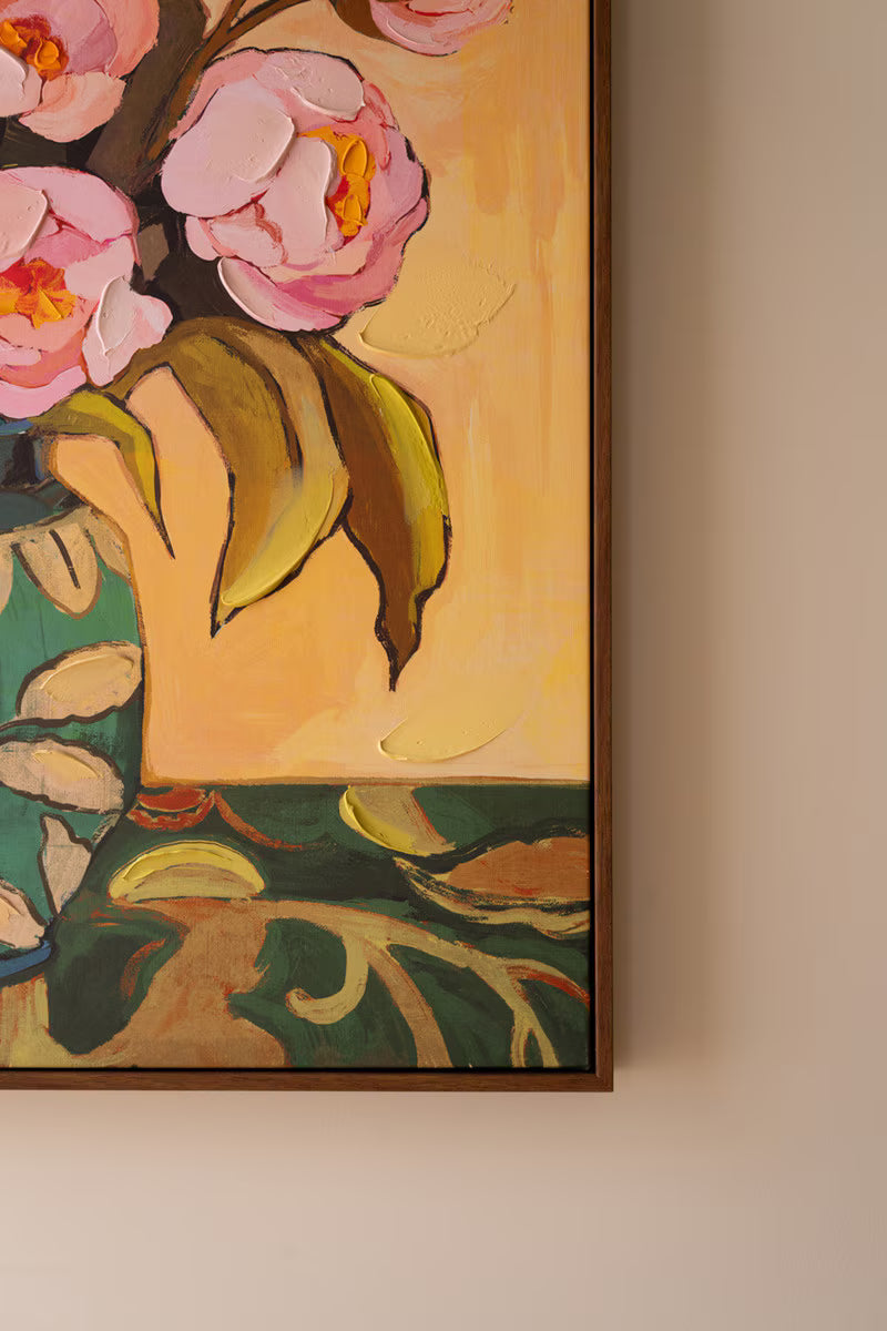 Framed Peonies in a Vase Painting