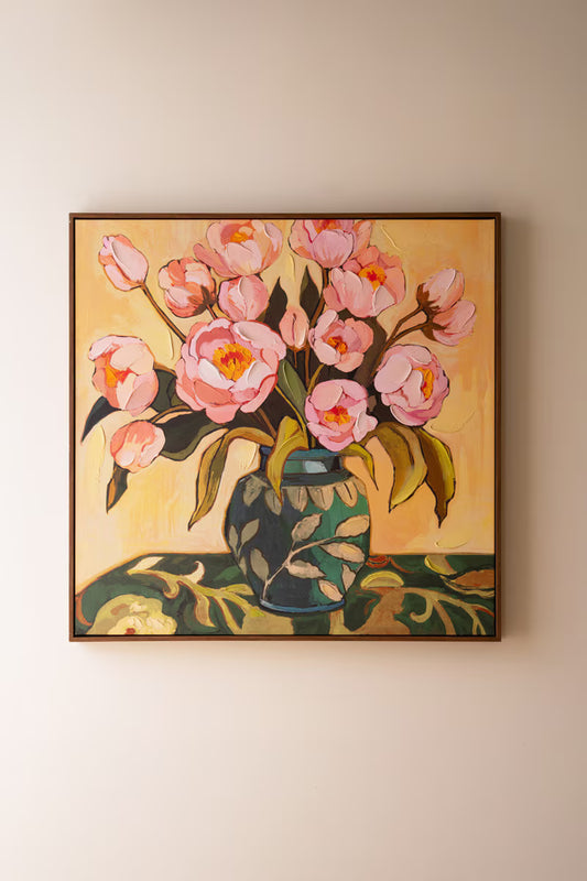Framed Peonies in a Vase Painting