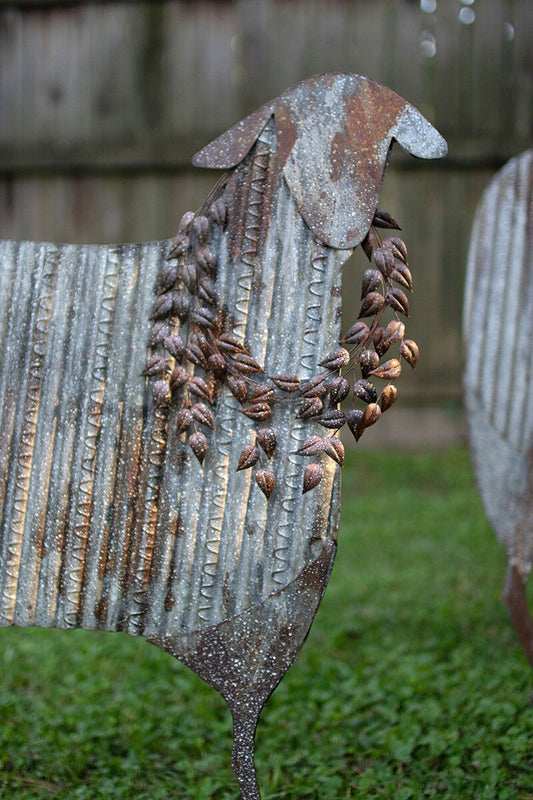 Set of 3 Corrugated Metal Christmas Sheep Yard Art