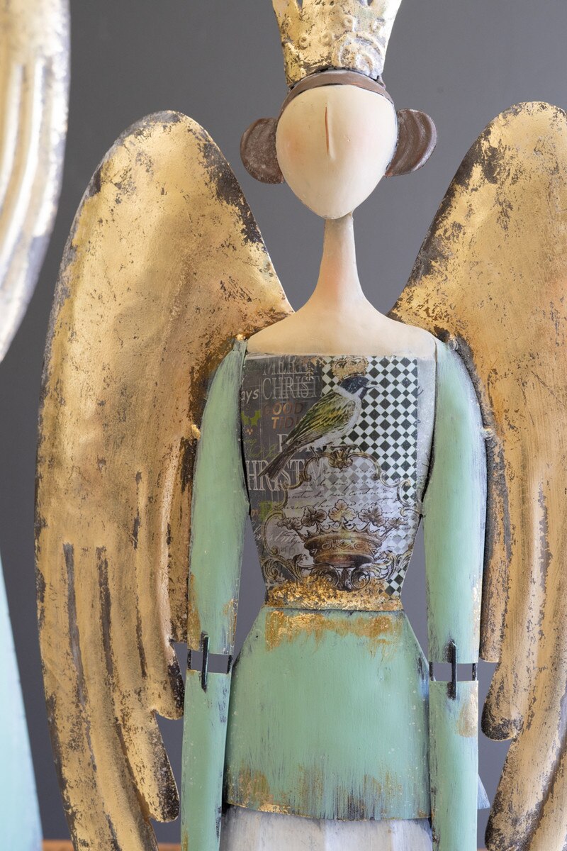Set of 2 Painted Metal Angels