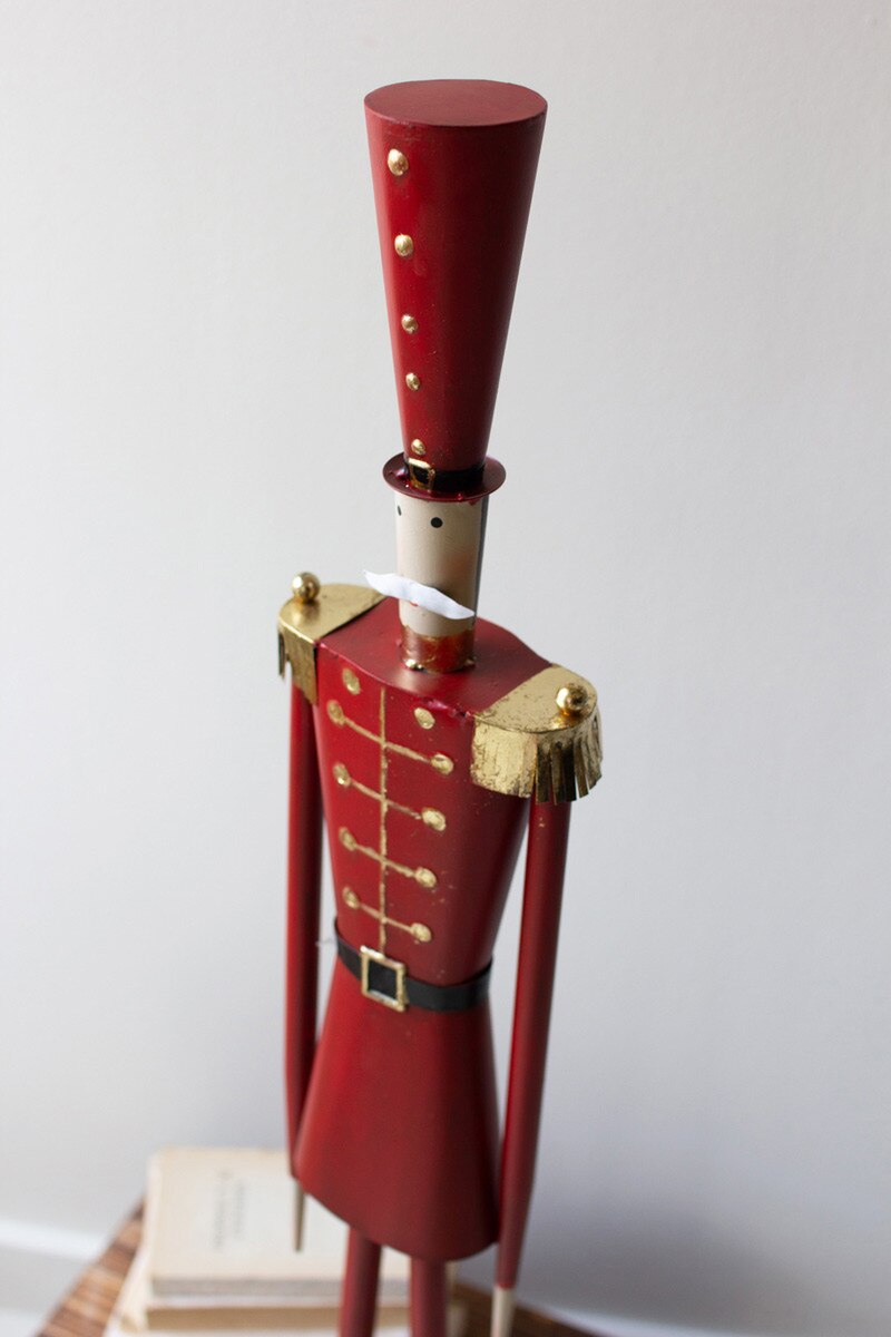 Set of 2 Painted Metal Christmas Soldiers