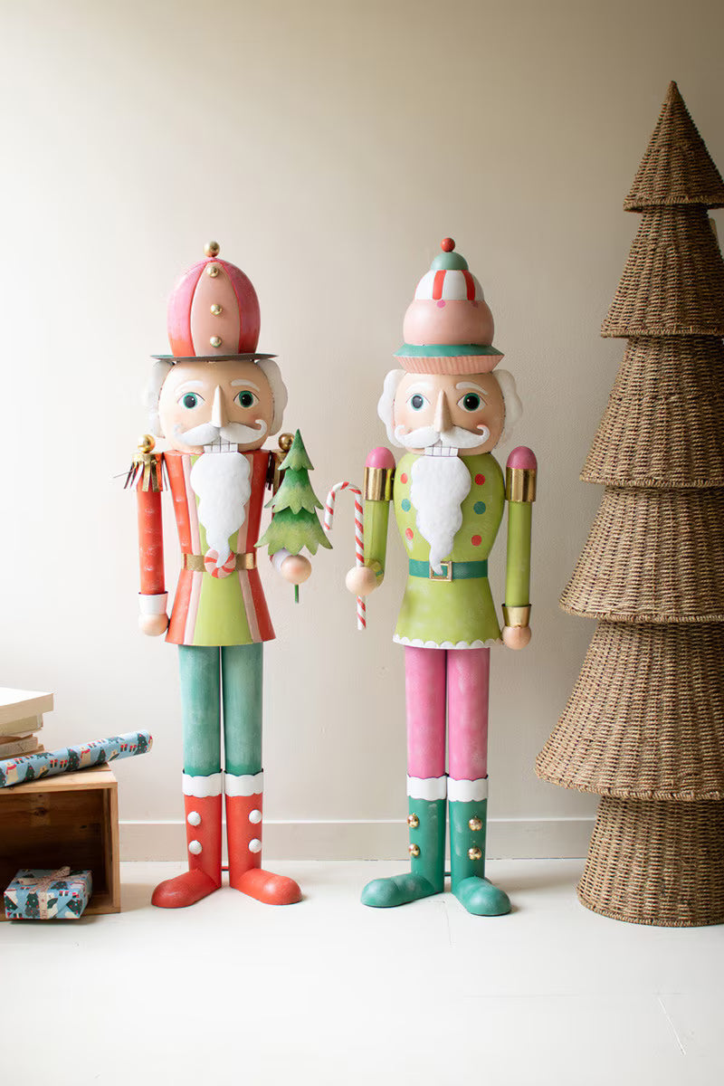 Set of 2 Life-Size Painted Metal Nutcrackers