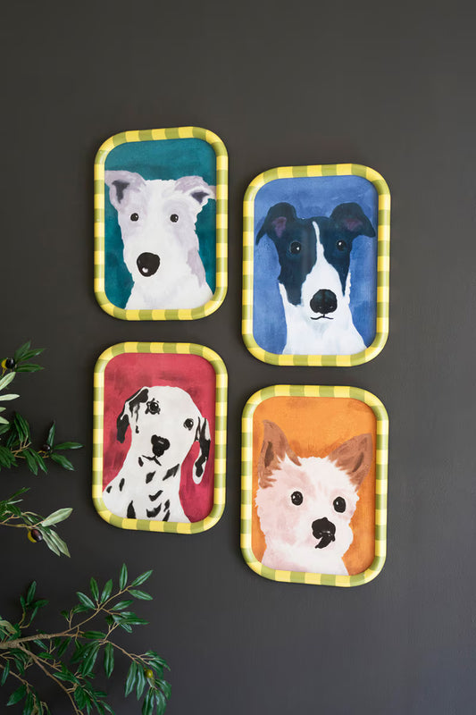 Set of 4 Framed Dog Prints under Glass