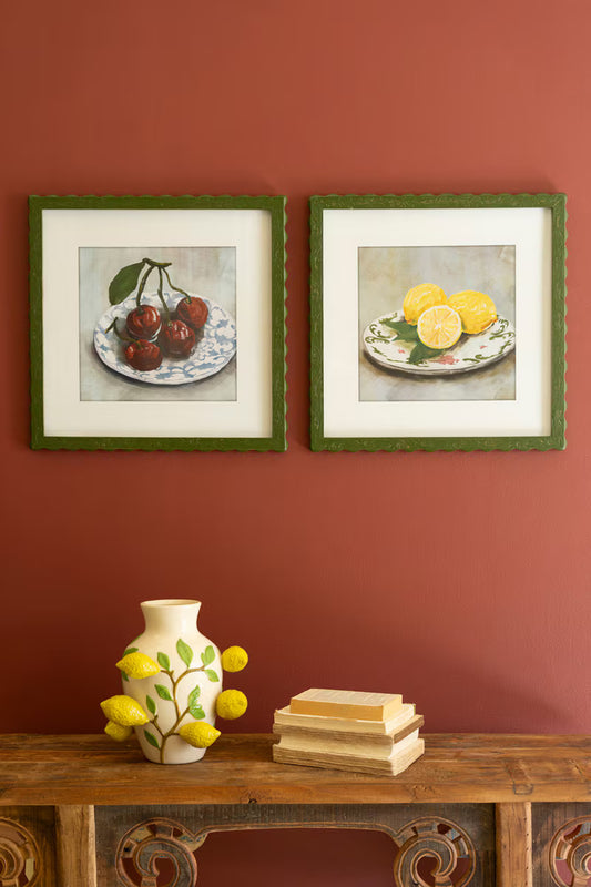 Set of 2 Framed Fruit Prints under Glass