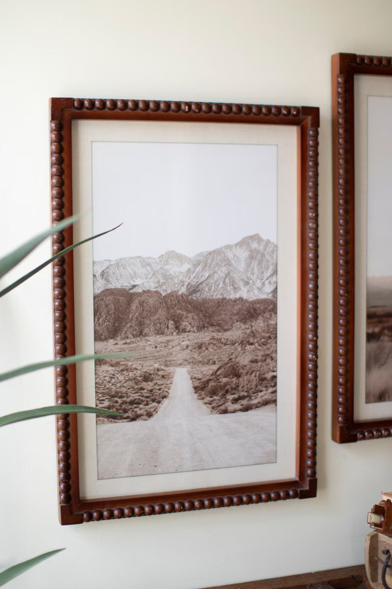 Set of 2 Framed Cowboy & Horse with Desert Scene Photography Prints under Glass