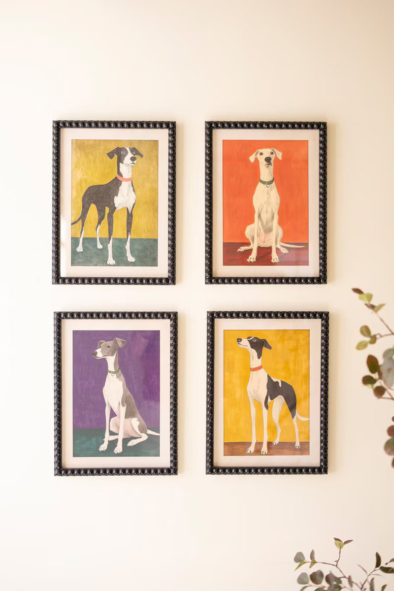 Set of 4 Framed Hound Prints under Glass