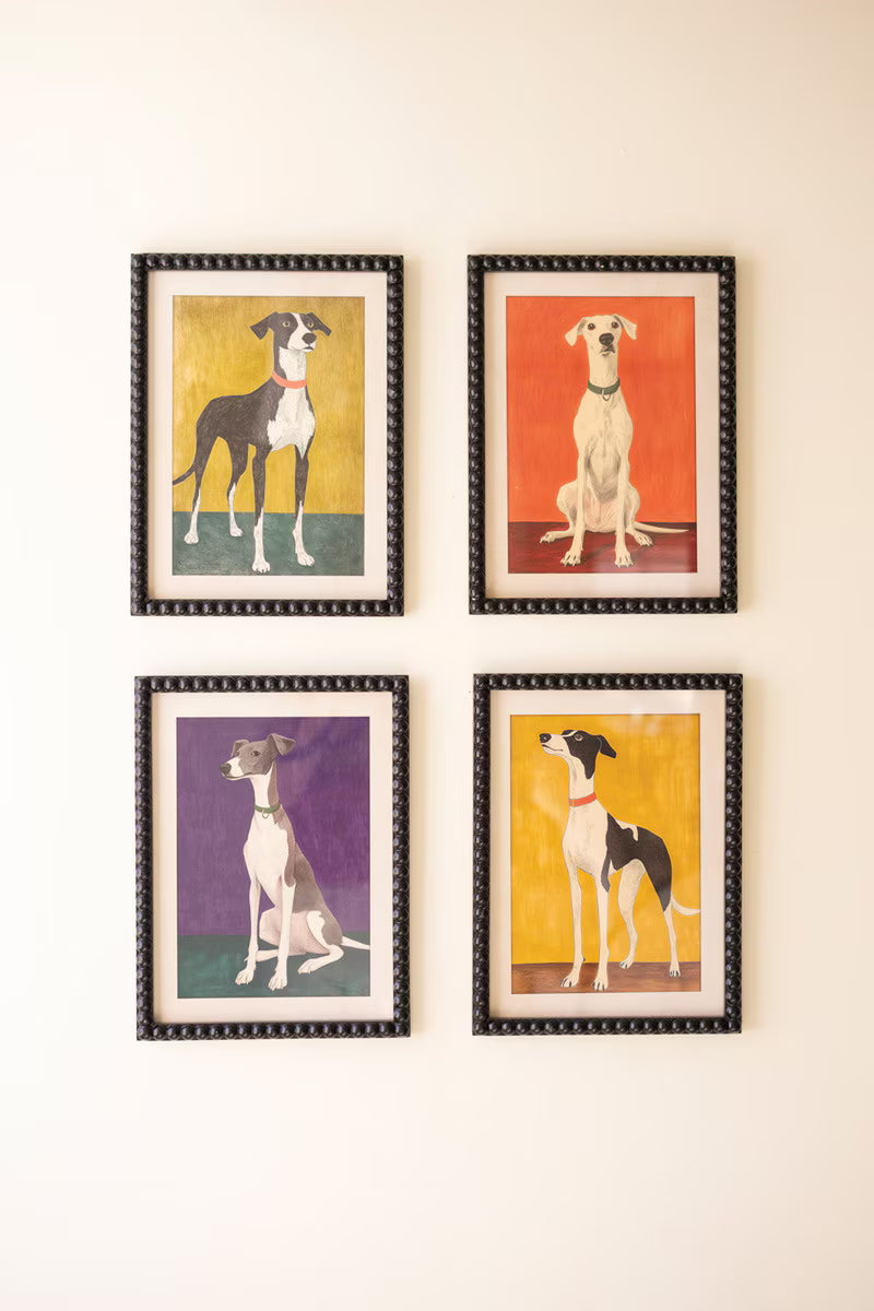 Set of 4 Framed Hound Prints under Glass