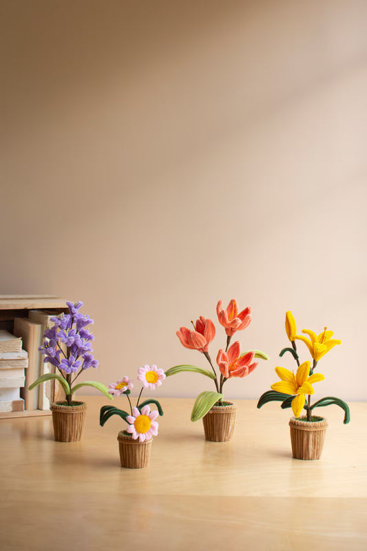 Set of 4 Pipe Cleaner Potted Flowers