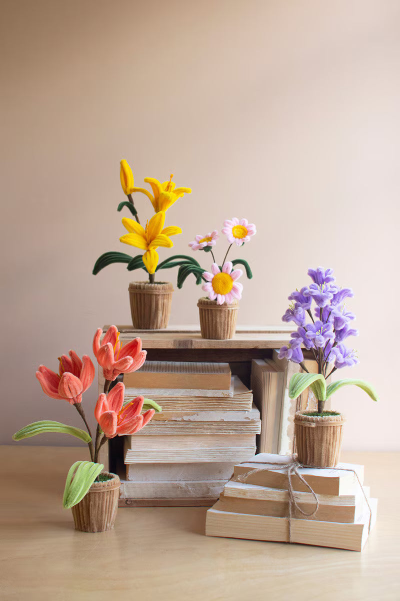 Set of 4 Pipe Cleaner Potted Flowers
