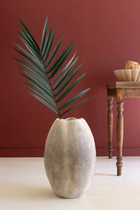 Tall Stone Composite Scalloped Vase