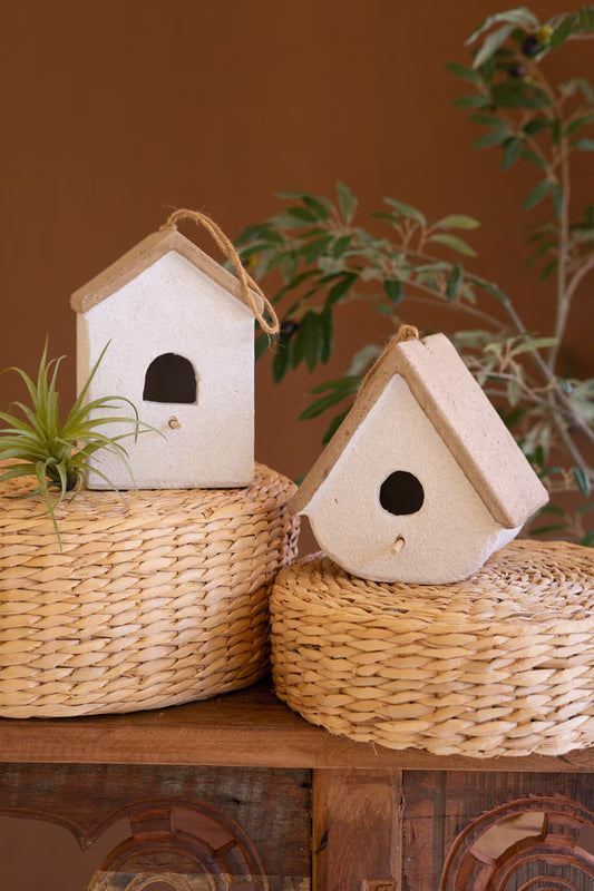 Set of 2 Cement Birdhouses