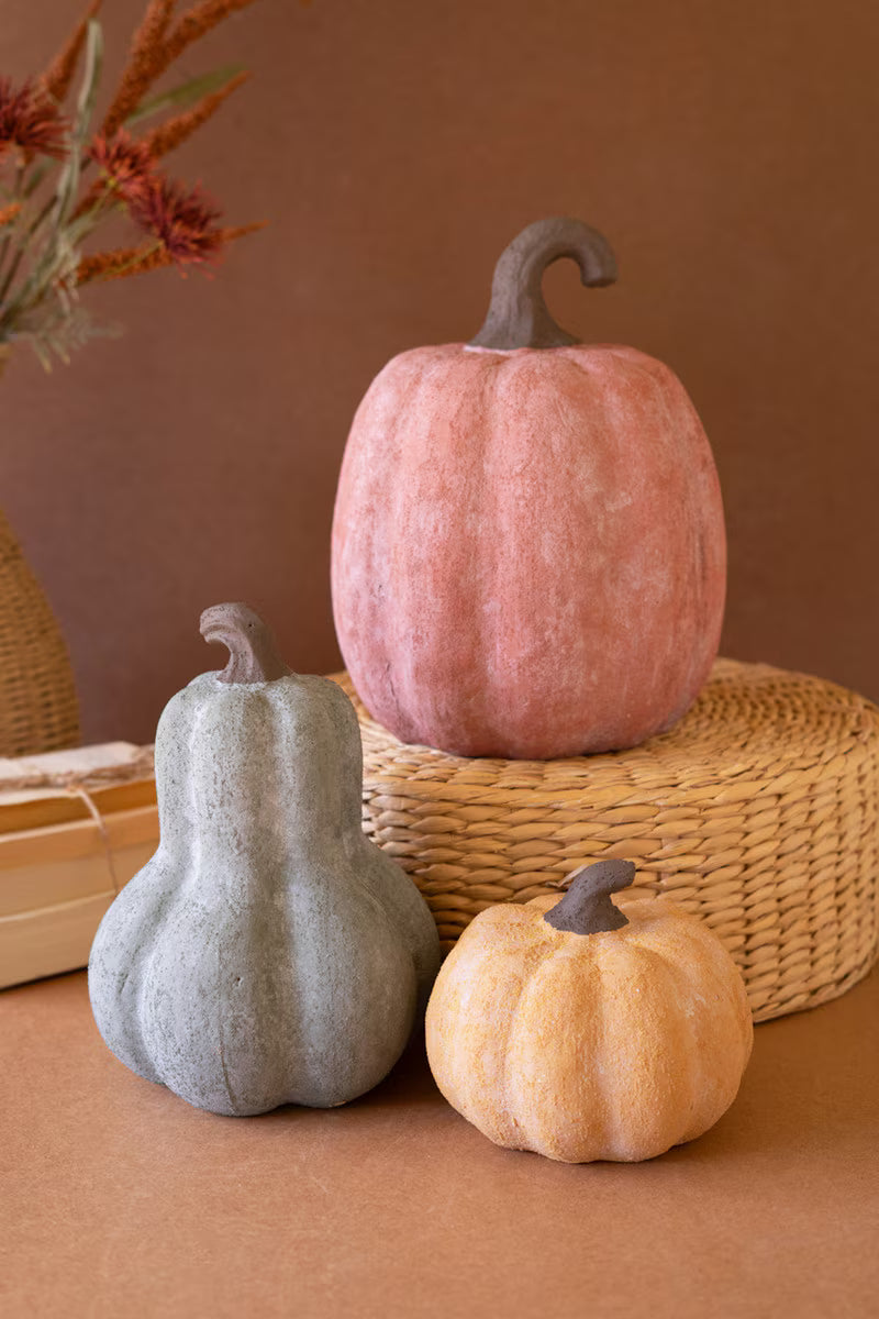 Set of 3 Terracotta Pumpkins