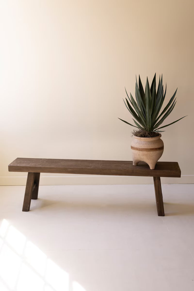 Dark Brown Wood Bench
