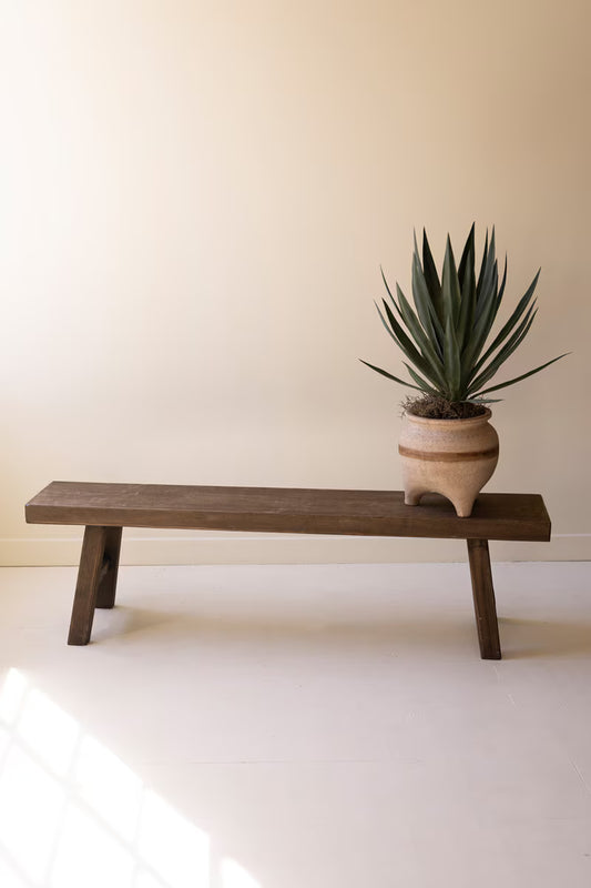 Dark Brown Wood Bench