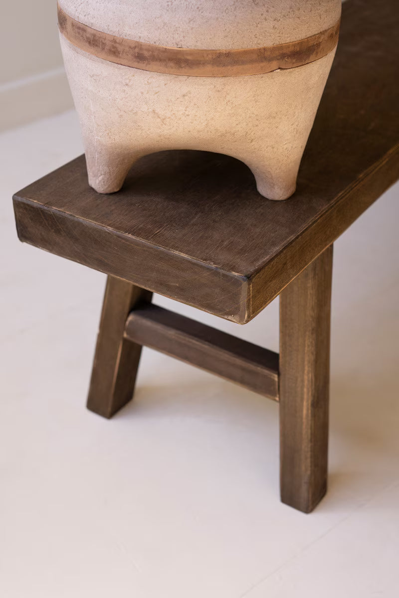 Dark Brown Wood Bench