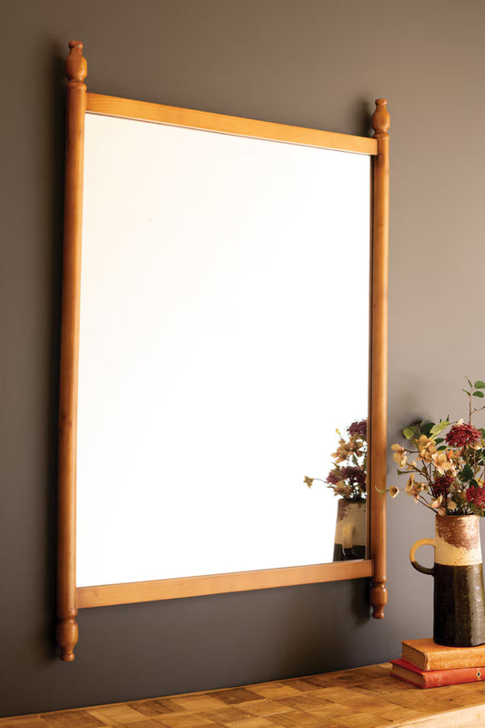 Wood Framed Mirror with Finials