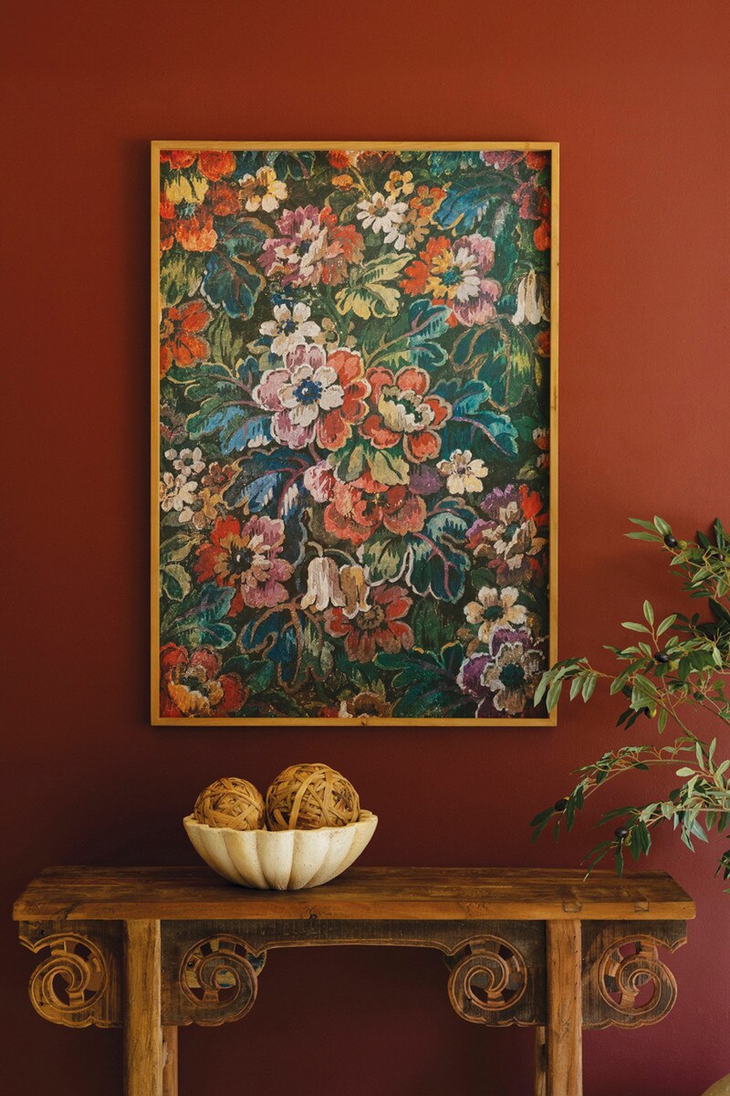 Framed Floral on Printed Paper