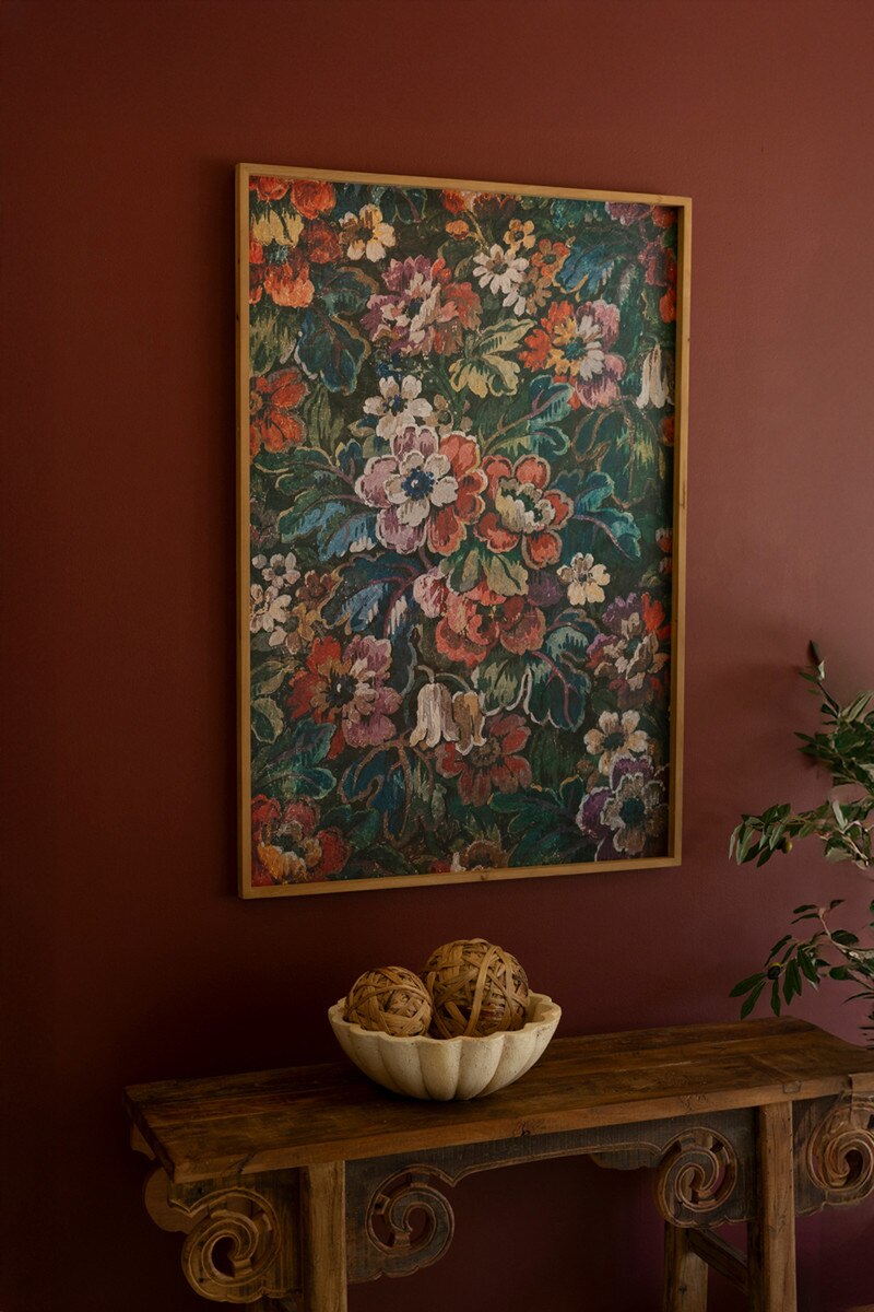 Framed Floral on Printed Paper