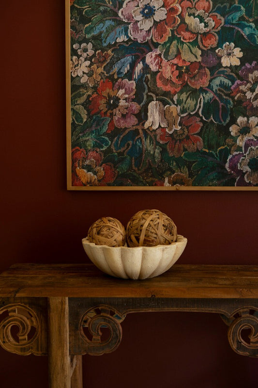 Framed Floral on Printed Paper
