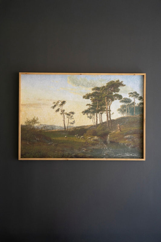Framed Landscape on Printed Paper
