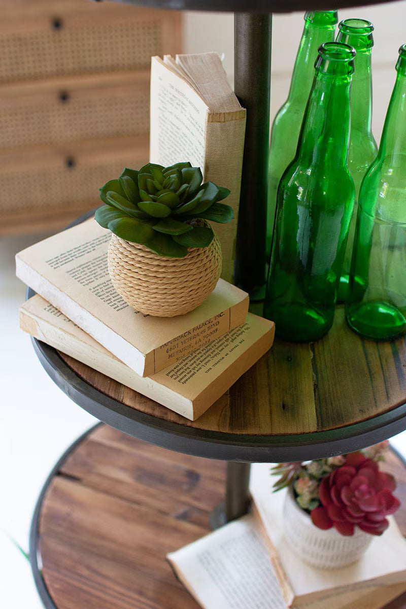 Four-Tiered Recycled Wood and Metal Display Tower