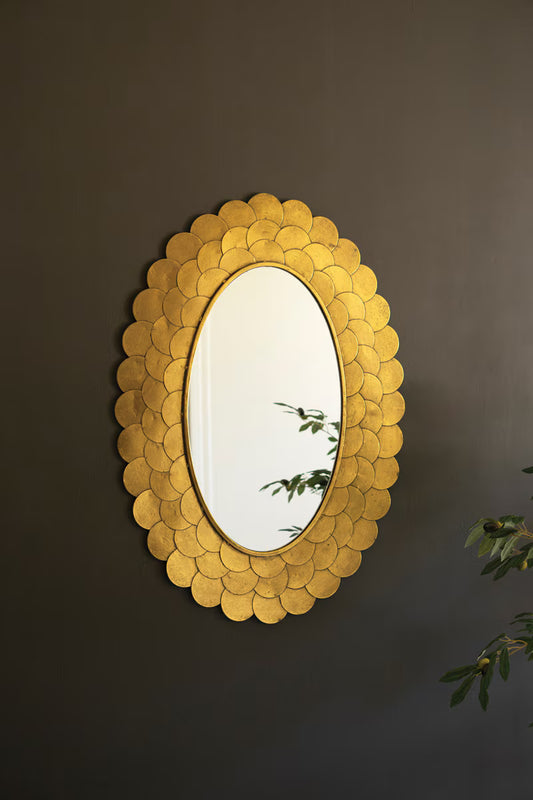 Layered Gold Scallop Framed Mirror