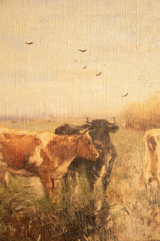 Field of Cows Painting on Burlap