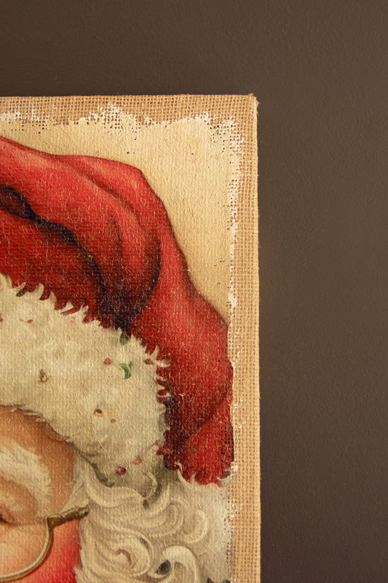 Vintage-Inspired Santa Painting on Burlap