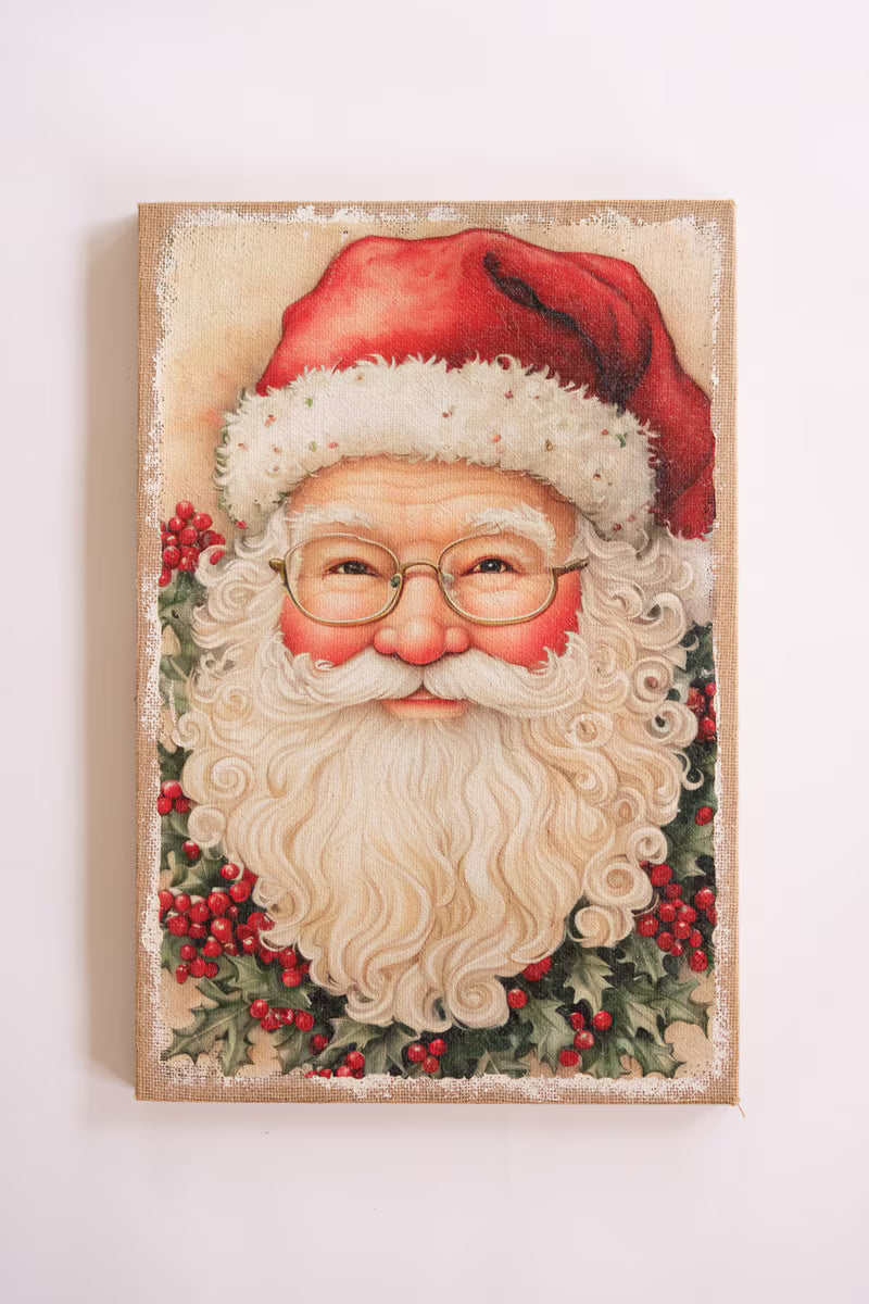 Vintage-Inspired Santa Painting on Burlap