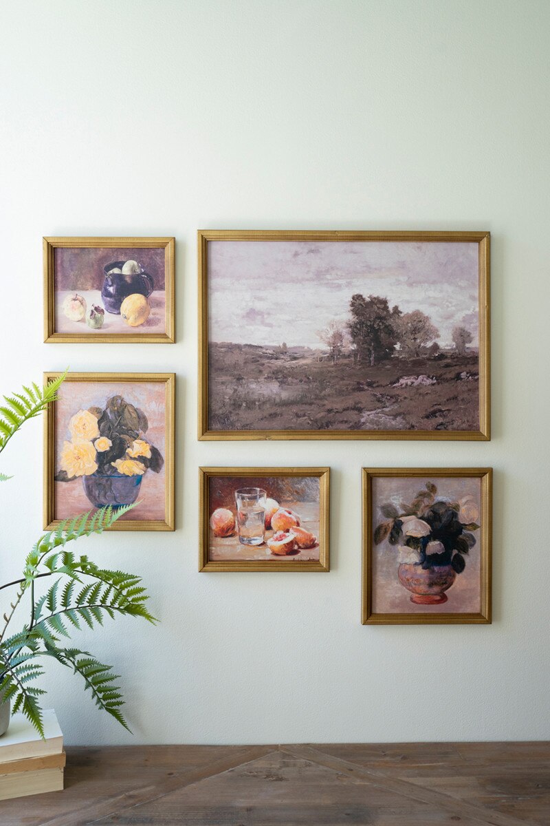 Set of 5 Framed Vintage Gallery Wall Prints