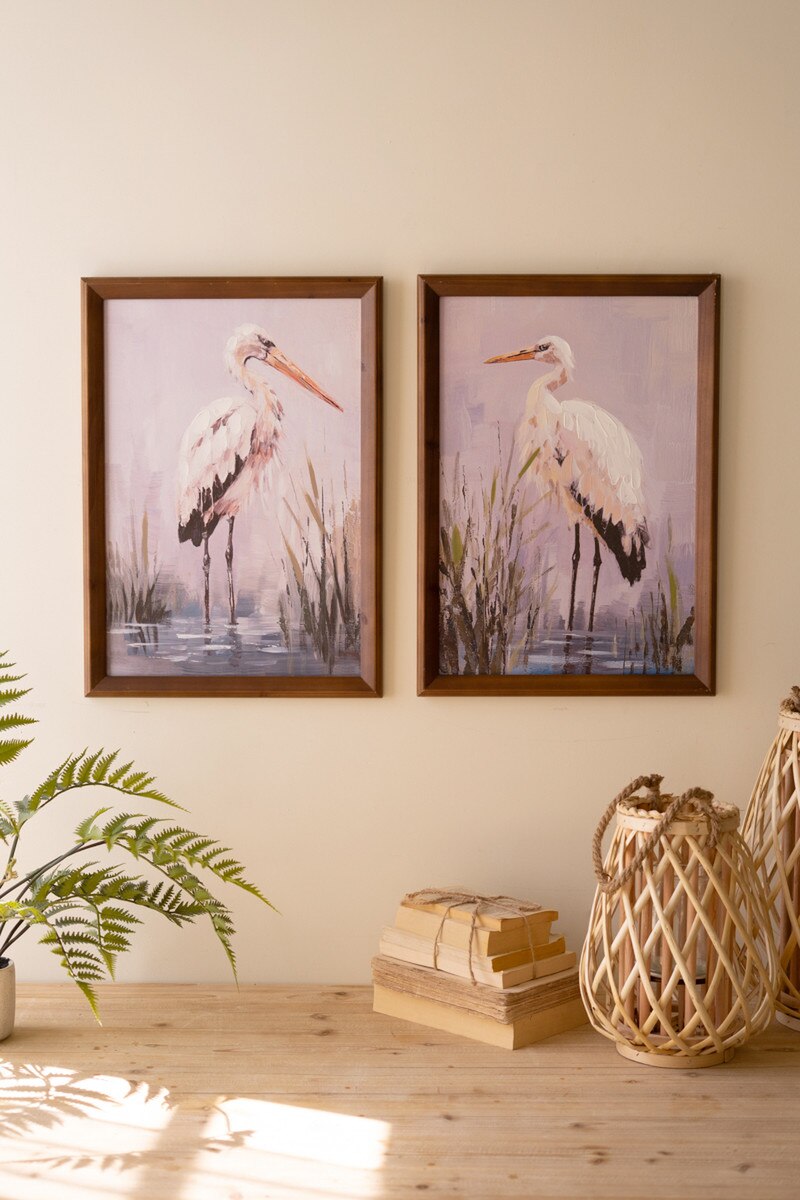 Set of 2 Framed Heron Paintings
