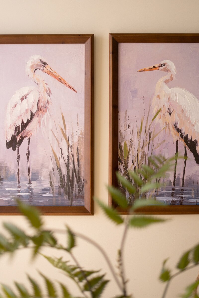 Set of 2 Framed Heron Paintings