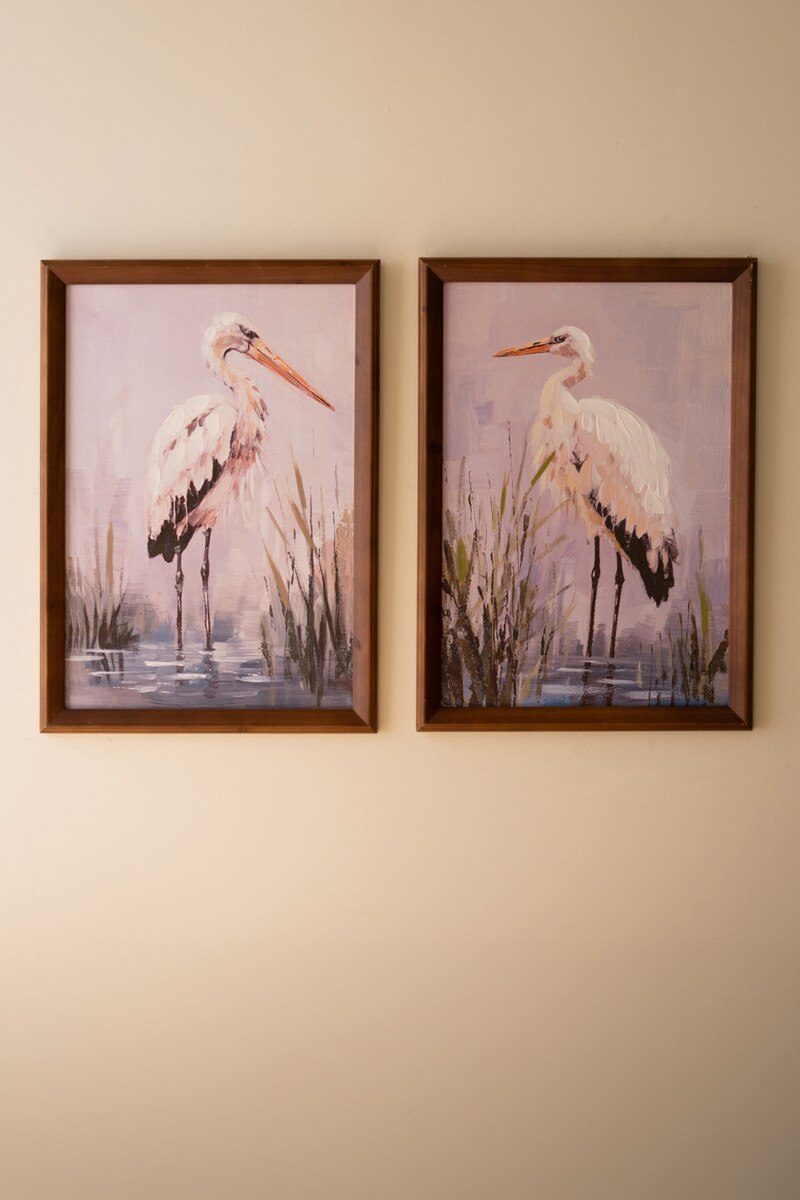 Set of 2 Framed Heron Paintings