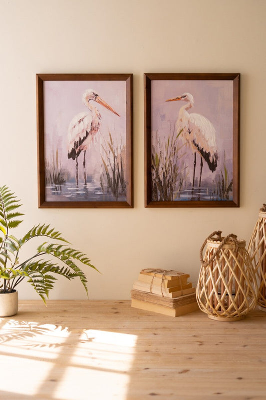 Set of 2 Framed Heron Paintings