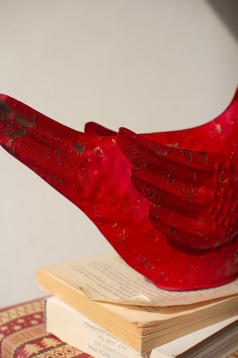 Set of 2 Painted Metal Cardinals