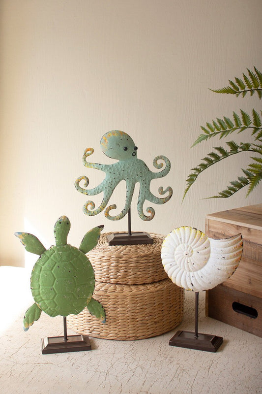 Set of 3 Painted Coastal Sea Creatures