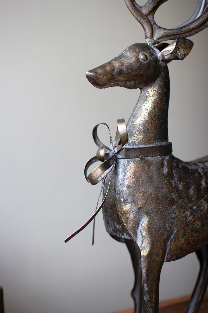 Set of 2 Rustic Metal Reindeer