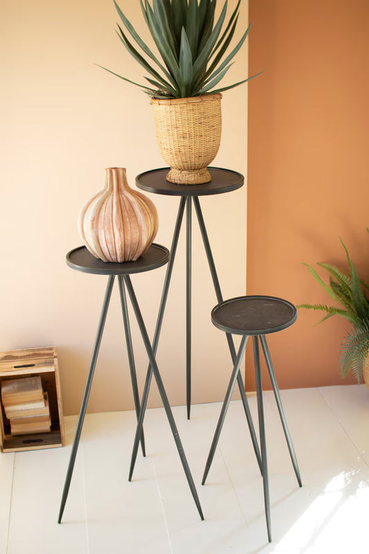 Set of 3 Tall Painted Metal Display Stands