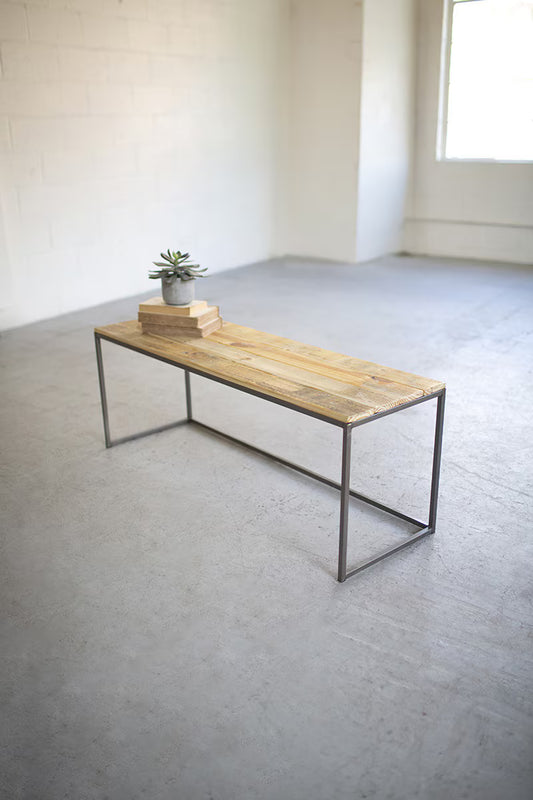 Iron & Recycled Wood Bench