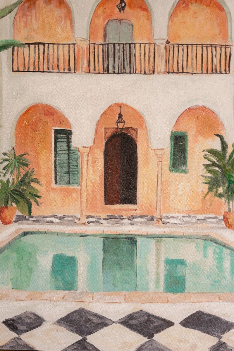Framed Moroccan Hotel Painting