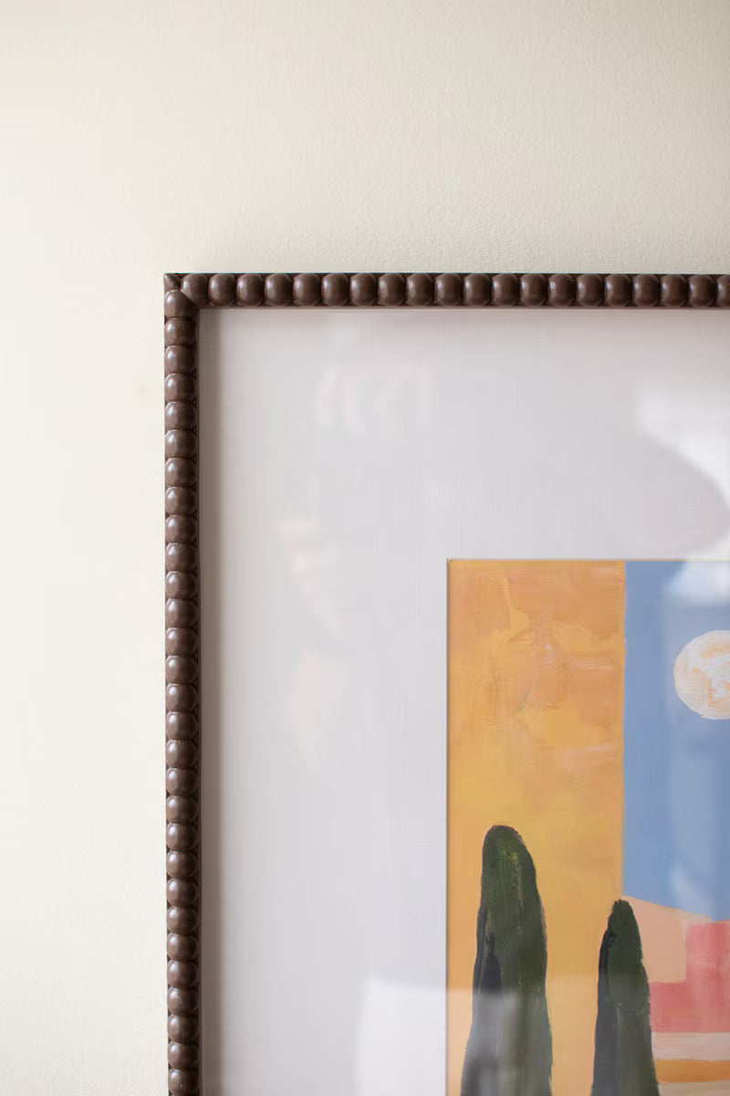 Framed Desert Architecture Painting under Glass