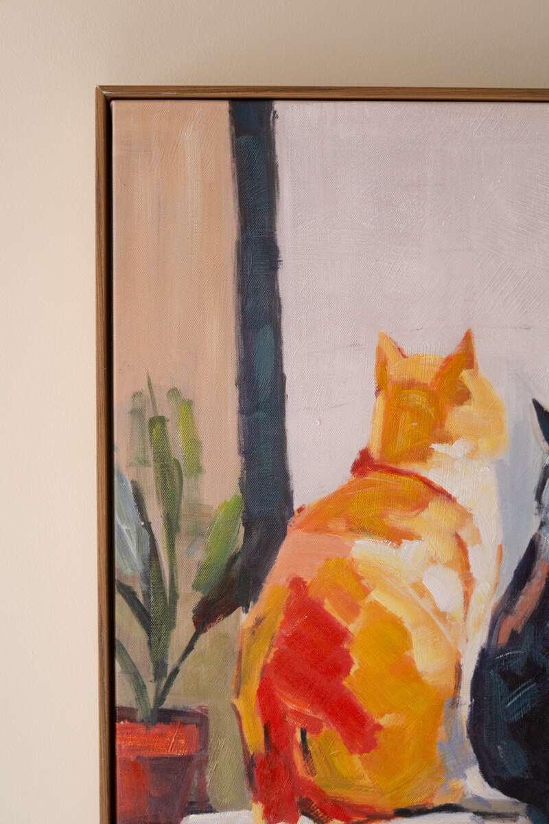 Framed Two Cats Painting
