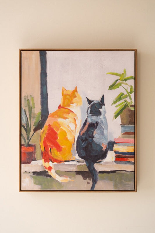 Framed Two Cats Painting