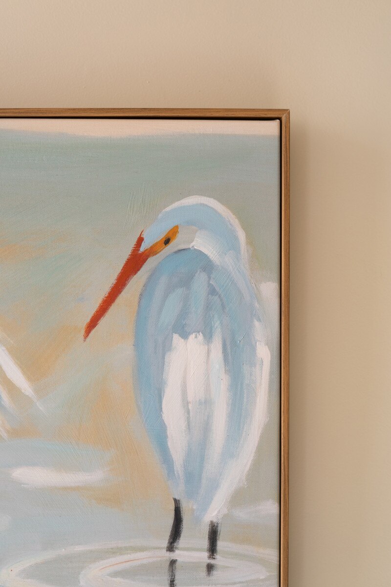 Framed Eight Shorebirds Painting