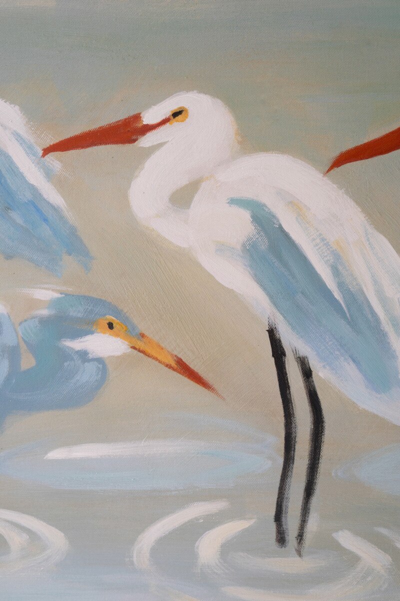 Framed Eight Shorebirds Painting