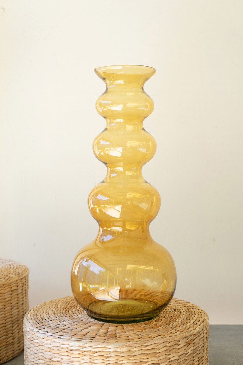 Amber Large Glass Bubble Vase