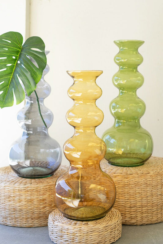 Amber Large Glass Bubble Vase