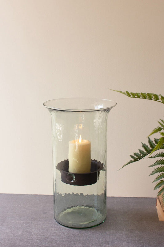 Medium Original Glass Candle Cylinder with Rustic Insert